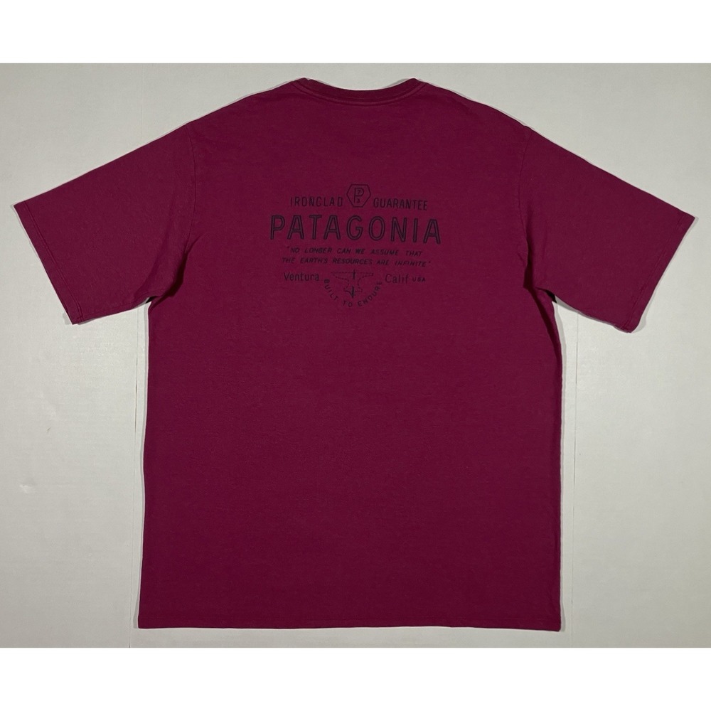 Patagonia Forge Mark Responsibili-Tee Mens Large Burgundy Ironclad Ventura Calif